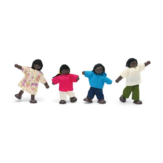 PlanToys Dark Skin Tone Wood Doll Family Set